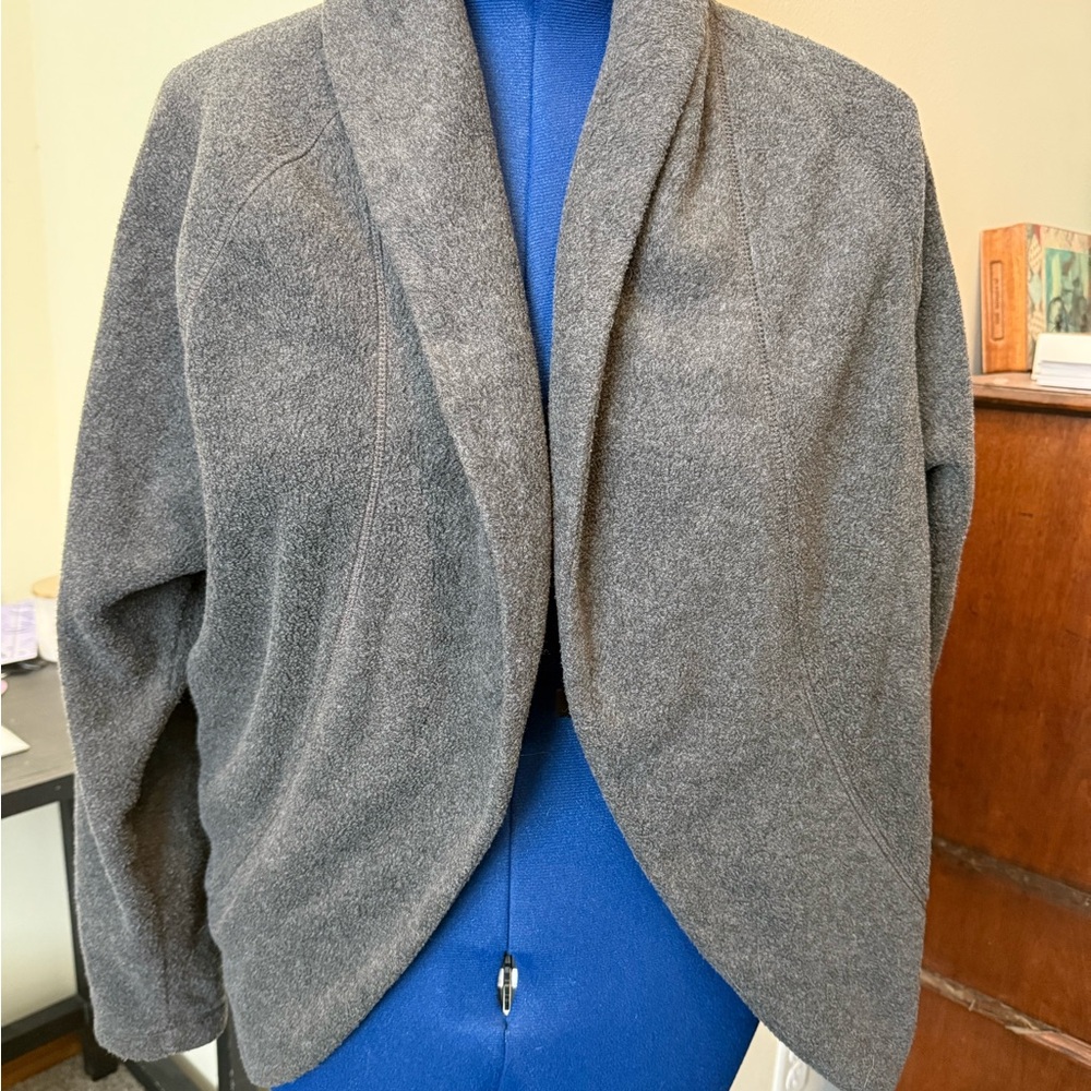 Gray Open Front Cardigan